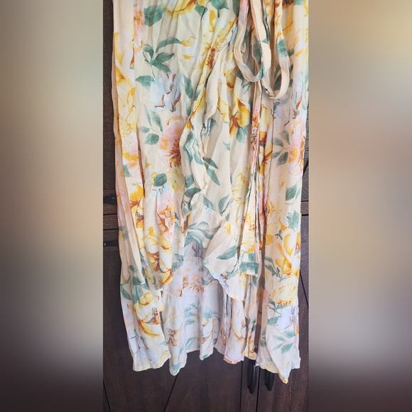 Floral Wrap Dress with Puff Sleeves - Picture 4 of 4